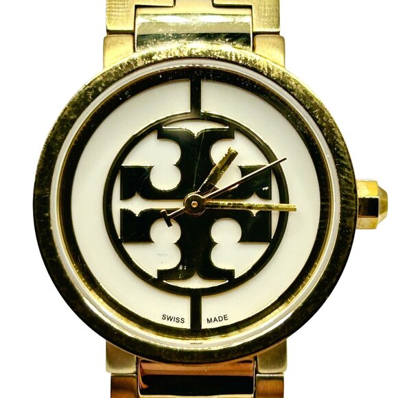 Tory Burch Reva Gold Toned Steel White Dial Quartz Ladies Watch TRB4011 - Picture 1 of 10
